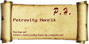 Petrovity Henrik névjegykártya